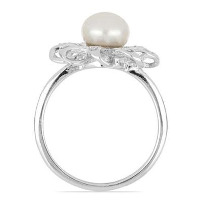BUY STERLING SILVER NATURAL WHITE FRESHWATER PEARL GEMSTONE STYLISH RING